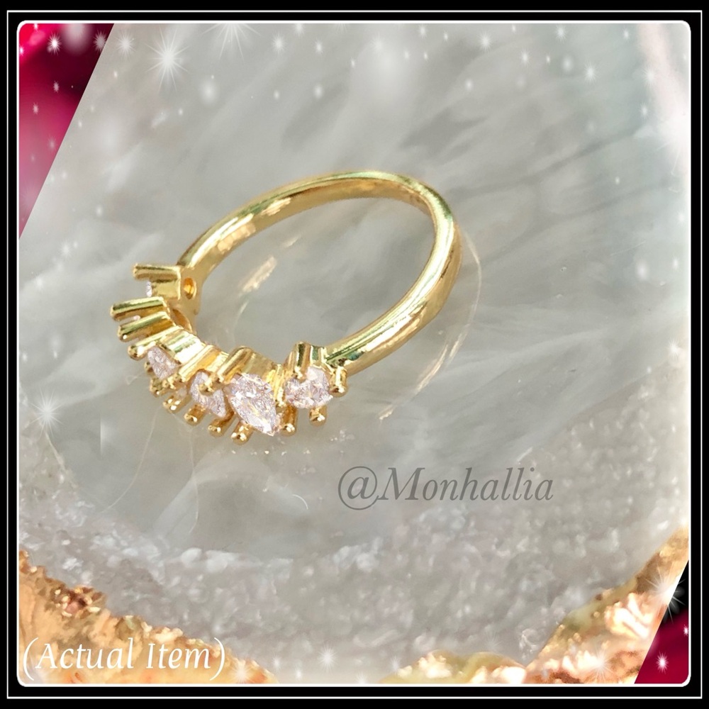 NEW GOLD ETERNITY STONE SIMULATED DIAMOND SQUARE BAGUETTE RING - Picture 3 of 4